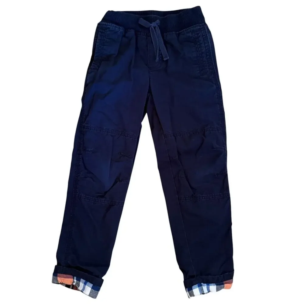 Gymboree Boys Pants‎ Sz 6 Plaid Cuff Twill Arctic Explorer Gym Navy Blue